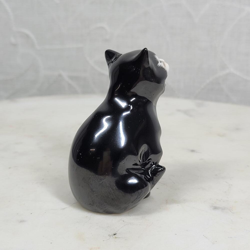 Royal Doulton Lucky Cat Miniature 2.5" Black Bone China Anthropomorphic England - Picture 7 of 16